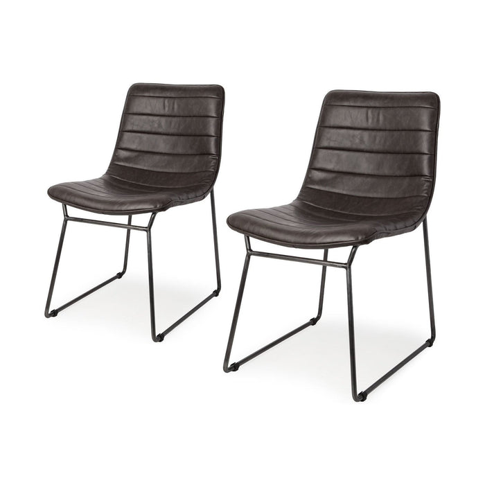 Black Faux Leather Side Chairs - Set of 2 by Homeroots