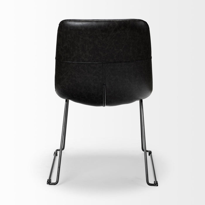 Pair of Chic Black Faux Leather Side Chairs by Homeroots