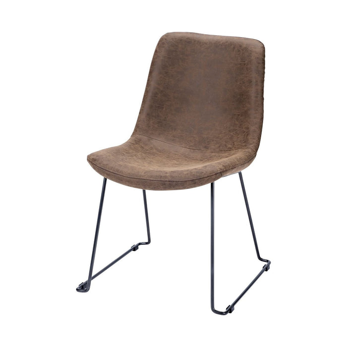 Chic Brown Faux Leather Dining Chair – Sleek Black Iron Frame