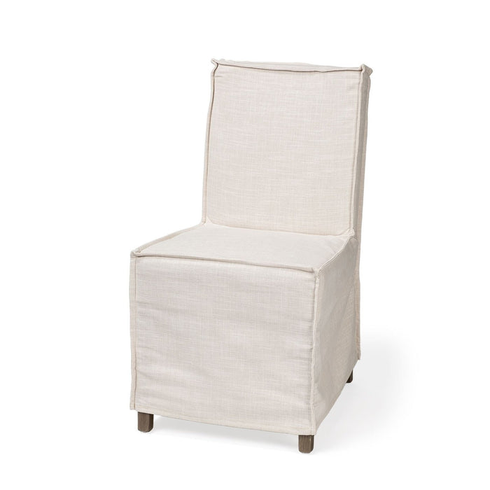 Chic Beige & Brown Wood Parsons Chair with Slipcover by Homeroots