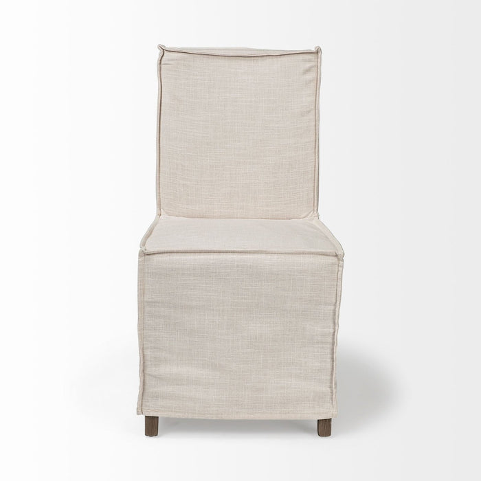 Chic Beige & Brown Wood Parsons Chair with Slipcover by Homeroots