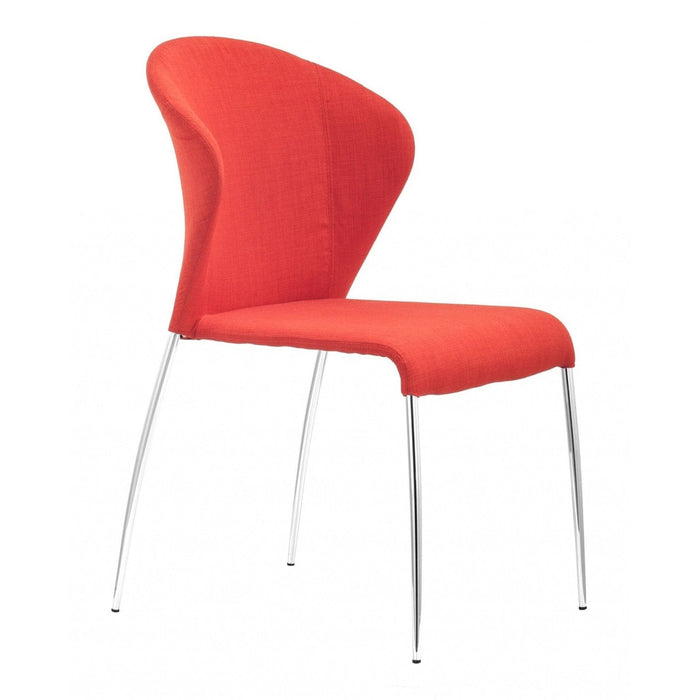 Homeroots Oulu Dining Chairs x4 - Vibrant Tangerine Set