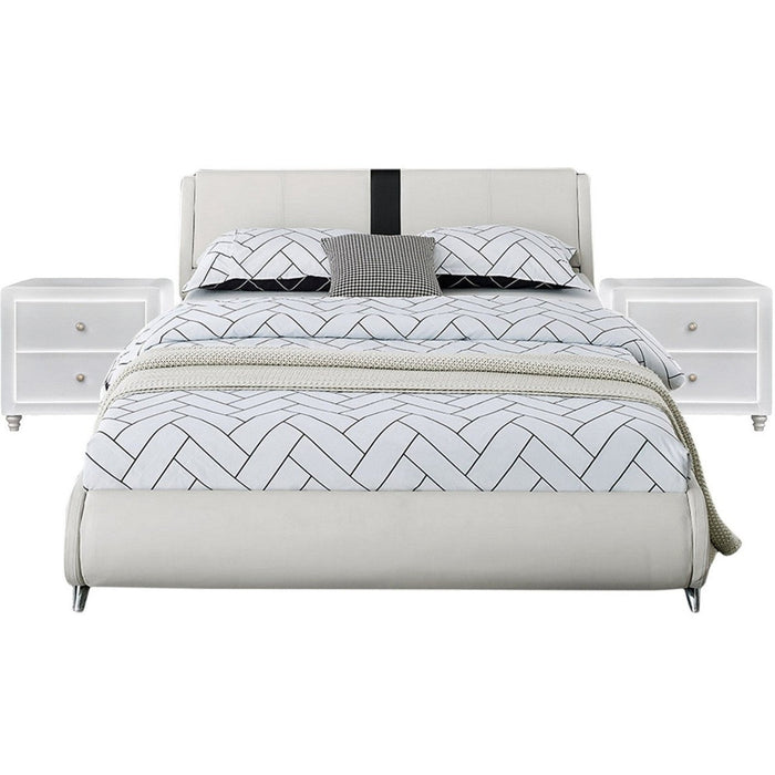 Homeroots Queen-sized Platform Bed Ensemble with Twin Nightstands