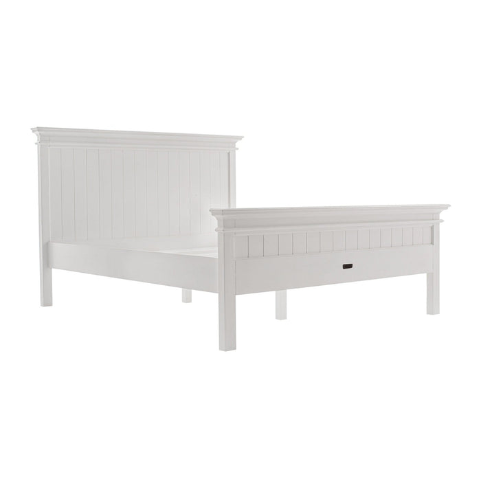 Homeroots Queen Size Bed: Timeless Elegance in White Panel Design