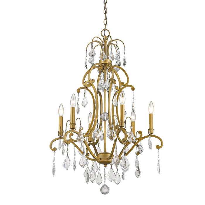 Antique Gold Chandelier: Homeroots Claire - 6-Light Elegance with Crystals