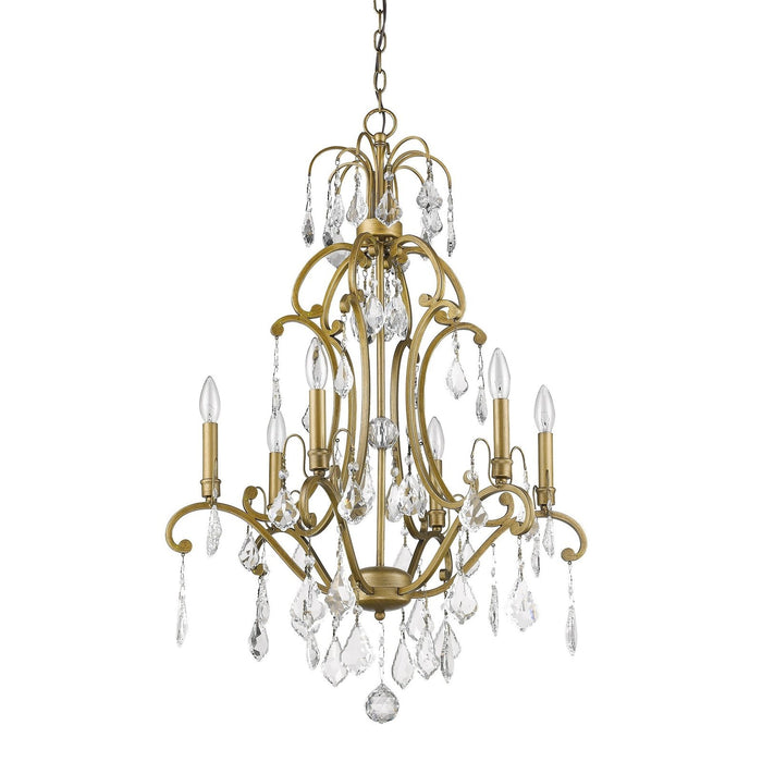 Antique Gold Chandelier: Homeroots Claire - 6-Light Elegance with Crystals