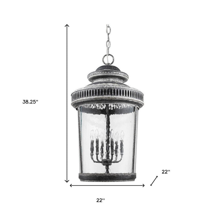 Kingston 6-Light Antique Lead Pendant - Elegant Foyer Lighting