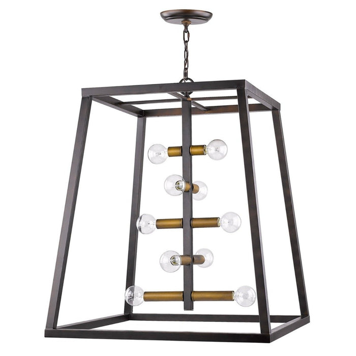 Homeroots Tiberton 10-Light Bronze Foyer Pendant - Antique Brass Elegance