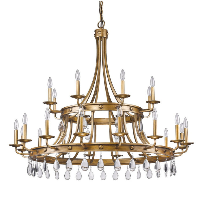 Krista 24-Light Antique Gold Chandelier - Elegant Crystal Accents by Homeroots