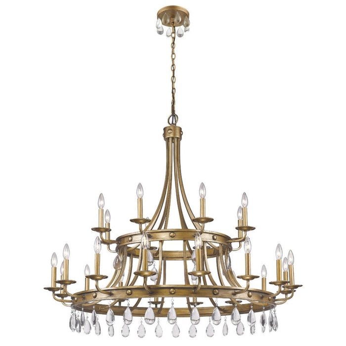 Krista 24-Light Antique Gold Chandelier - Elegant Crystal Accents by Homeroots