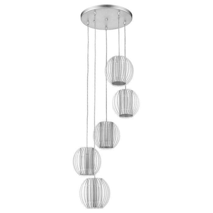 Homeroots 5-Light Acrylic & Steel Globe Pendant: Stylish Illumination for Every Space
