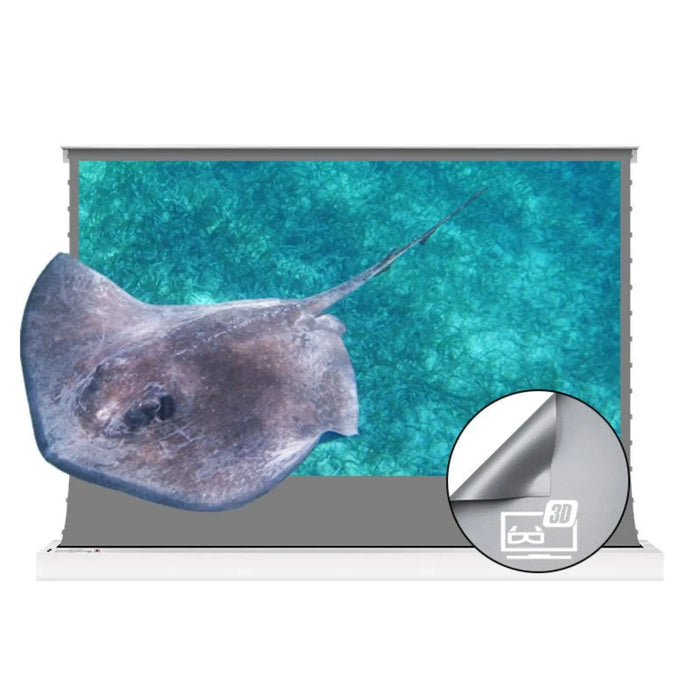 VIVIDSTORM S: 3D ALR Motorized Tension Floor Rising 3D Obsidian Long Throw ALR (High Gain) Projector Screen