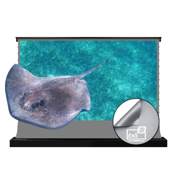 VIVIDSTORM S: 3D ALR Motorized Tension Floor Rising 3D Obsidian Long Throw ALR (High Gain) Projector Screen