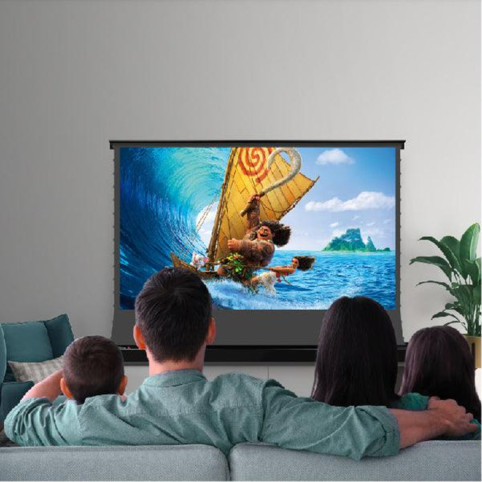 VIVIDSTORM S: Motorized Tension Floor Rising Obsidian Long Throw ALR Perforated Projector Screen