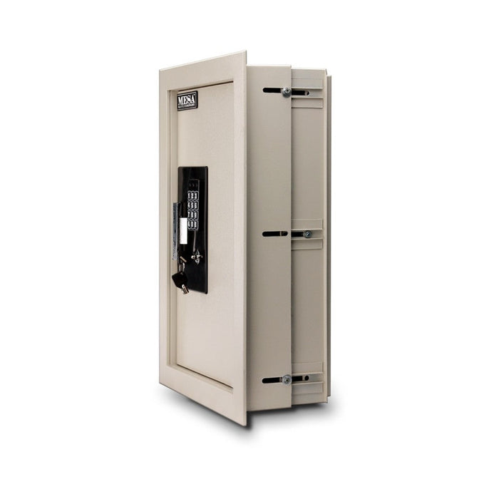 MESA 0.3-0.7 Cubic Foot Adjustable Wall Safe - All Steel Safe - Electronic Lock - Cream