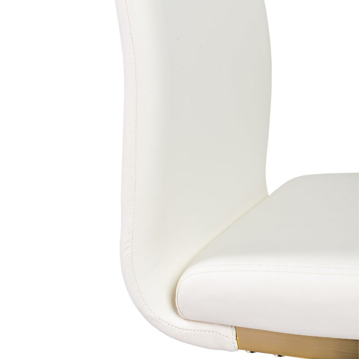 4-Piece White Faux Leather Gold Cantilever Chairs Set by Homeroots