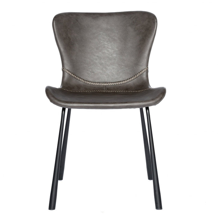 Dark Gray Faux Leather Side Chairs - Set of 2 | Homeroots Furniture