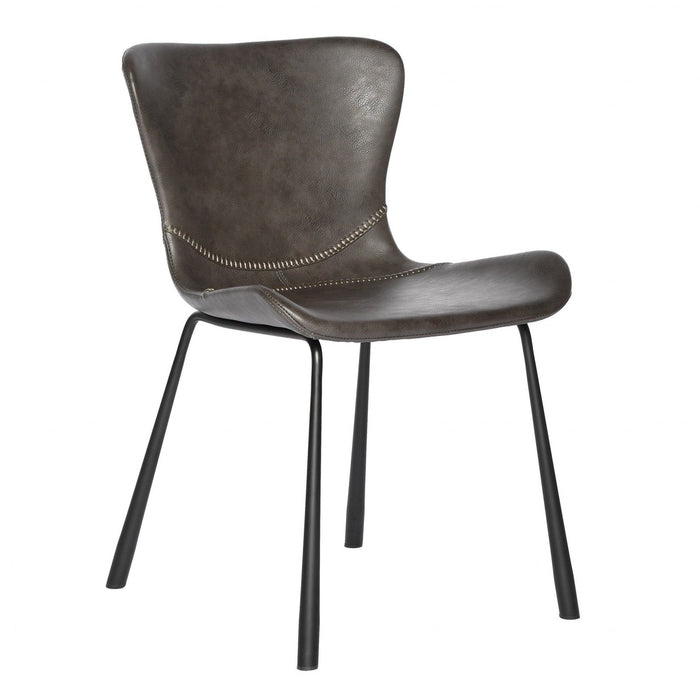 Dark Gray Faux Leather Side Chairs - Set of 2 | Homeroots Furniture