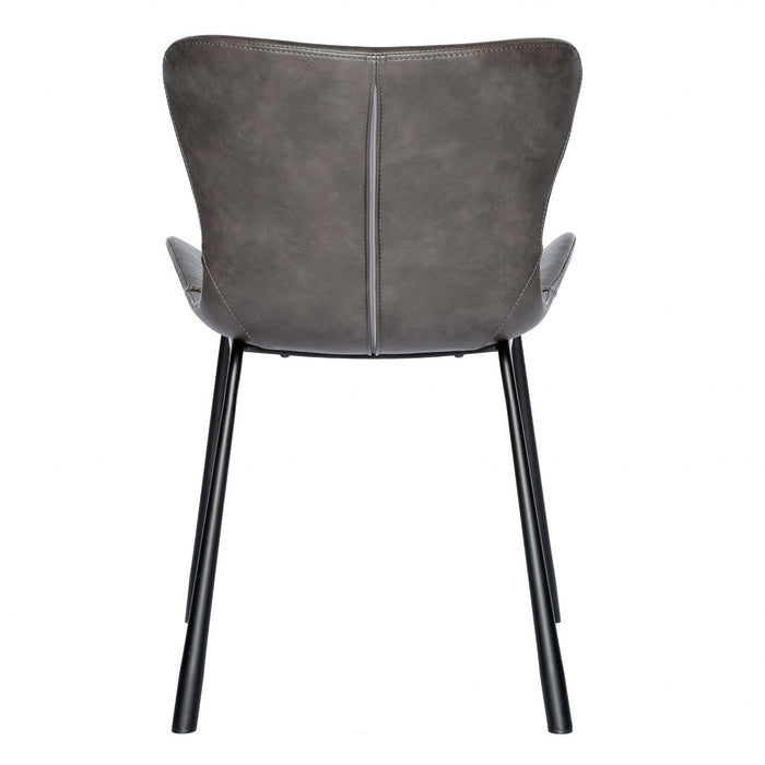 Dark Gray Faux Leather Side Chairs - Set of 2 | Homeroots Furniture