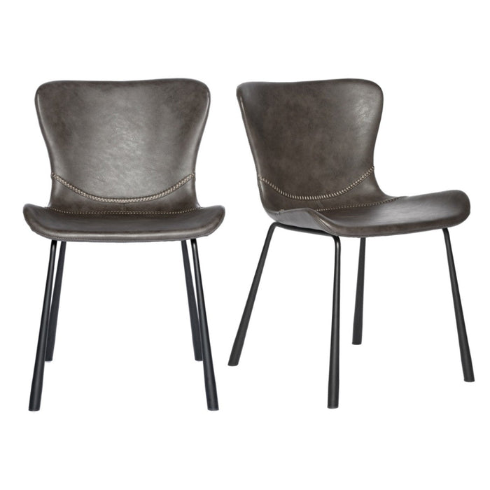 Dark Gray Faux Leather Side Chairs - Set of 2 | Homeroots Furniture