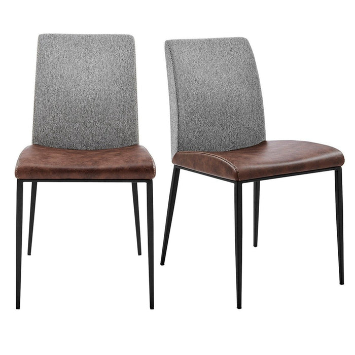 Brown & Light Gray Stainless Steel Chairs Set - 2-Piece HomeRoots Furniture