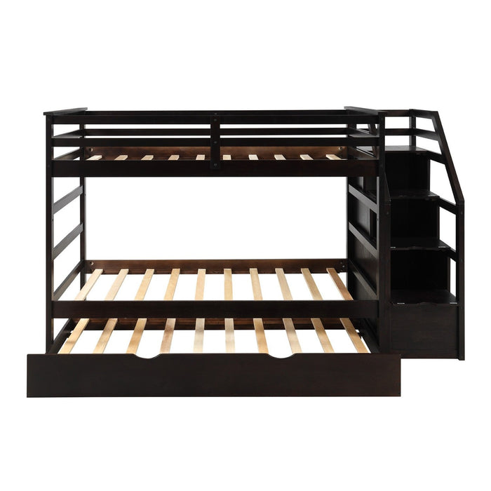 Homeroots Espresso Brown Twin Over Twin Bunk Bed With Trundle