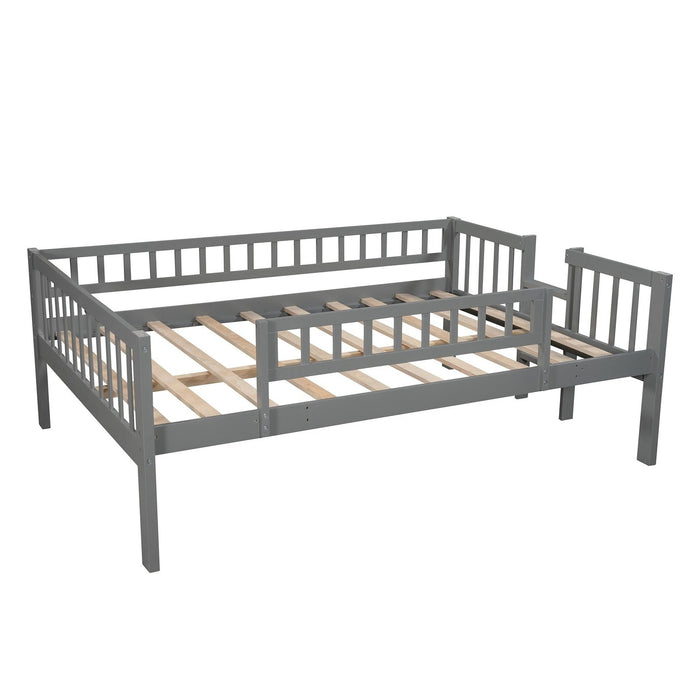 Gray Full Over Full Bunk Bed With Slide - Modern Design