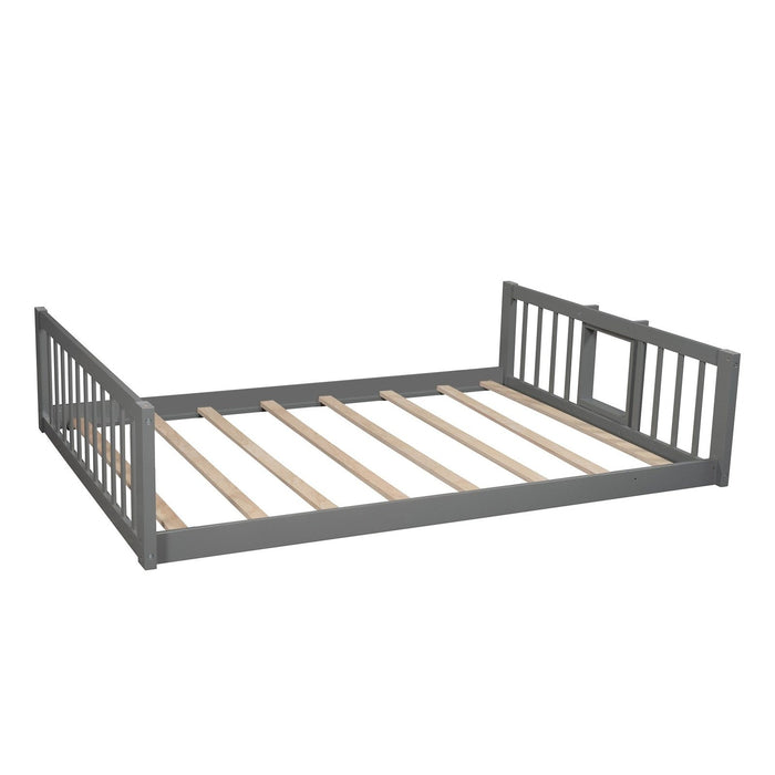 Gray Full Over Full Bunk Bed With Slide - Modern Design