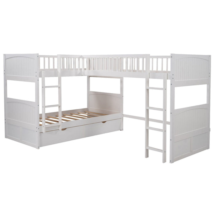 White Twin Bunk Bed with Loft & Drawers