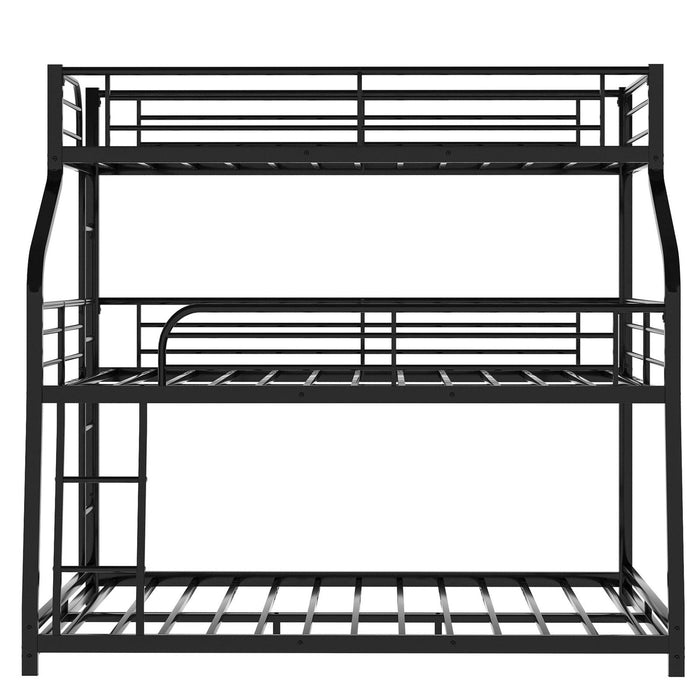 Homeroots Black Twin XL Over Full XL Over Queen Size Bunk Bed