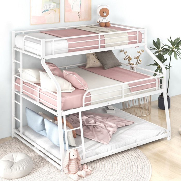 White Triple Bunk Bed - Space-Saving Twin XL, Full XL, Queen Size