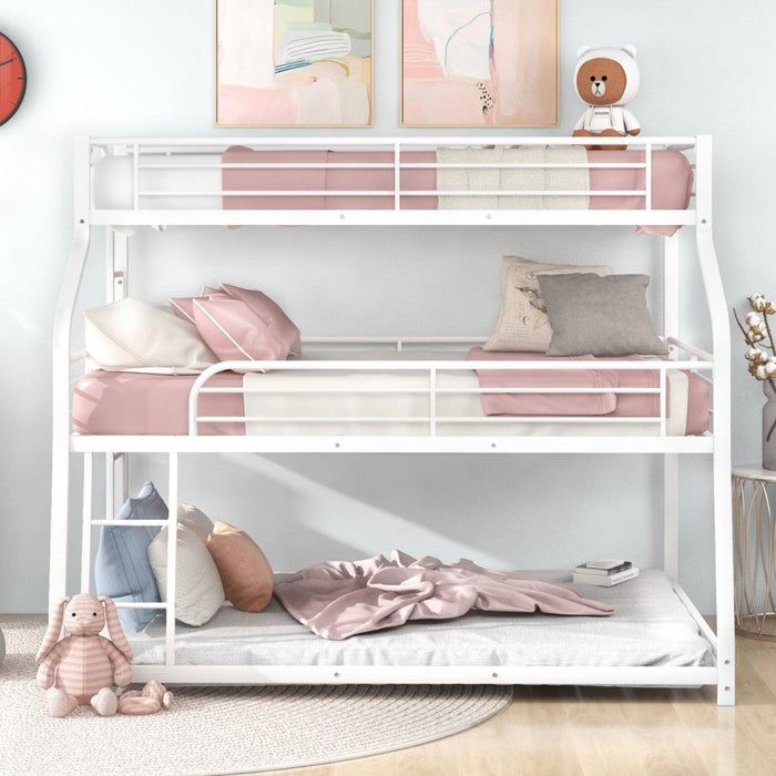 White Triple Bunk Bed - Space-Saving Twin XL, Full XL, Queen Size