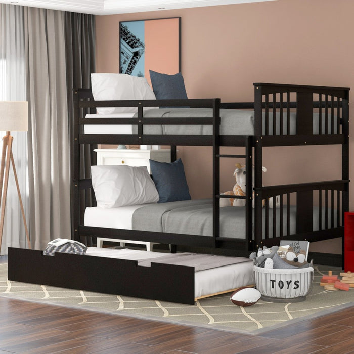 Brown Full-Over-Twin Trundle Bunk Bed by Homeroots