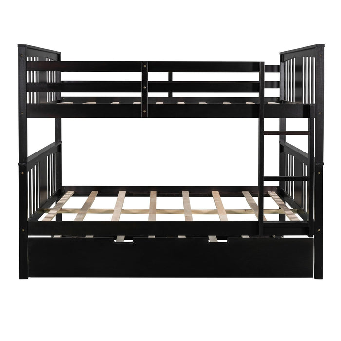 Brown Full-Over-Twin Trundle Bunk Bed by Homeroots