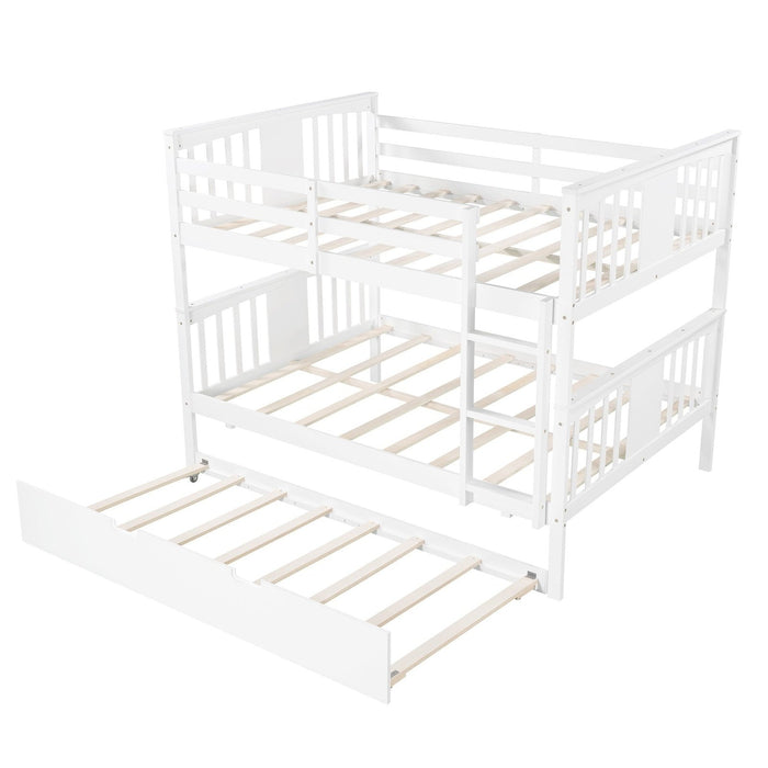 White Full over Twin Trundle Bunk Bed by Homeroots