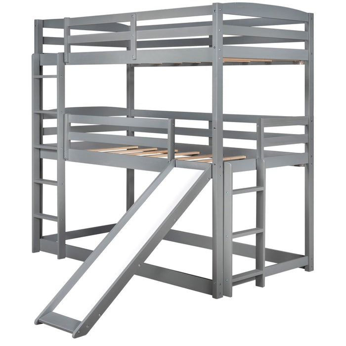 Homeroots Gray Triple Bunk Twin Bed - Space-Saving Elegance