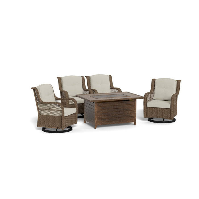 Tortuga Outdoor Rio Vista 5-Pc Fire Set - 4 Swivel Chairs, 1 Fire Table - Sandstone