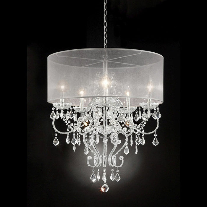 Silver Crystal Ceiling Lamp with See-Thru Shade by Homeroots