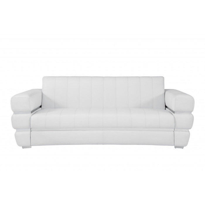 Homeroots 89" Chrome Accents Genuine Leather Sofa