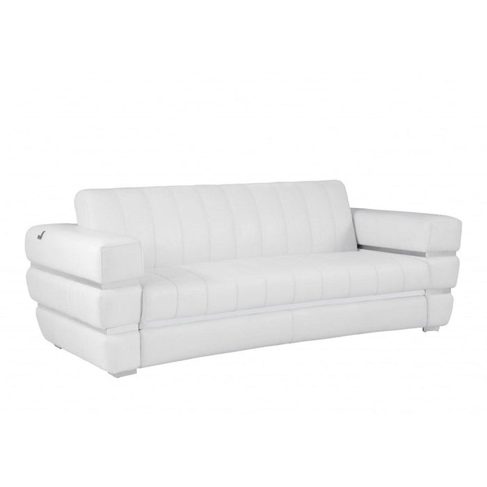 Homeroots 89" Chrome Accents Genuine Leather Sofa