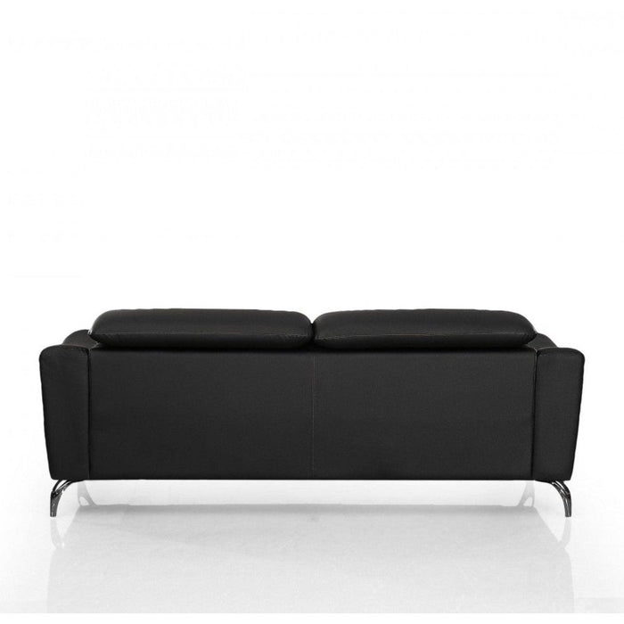 Urban 80" Black Leather Sofa with Adjustable Headrest - Homeroots Furniture