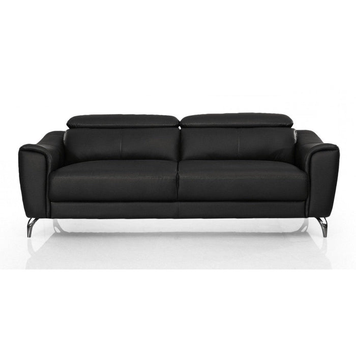 Urban 80" Black Leather Sofa with Adjustable Headrest - Homeroots Furniture