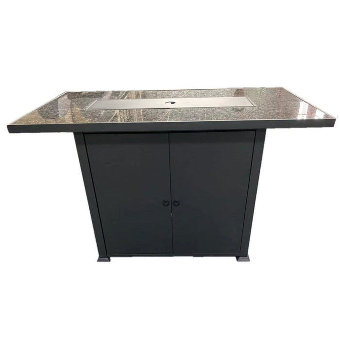 AZ Patio Heaters Rectangular Bar Height Fire Pit - Marble Top with Wind Screen