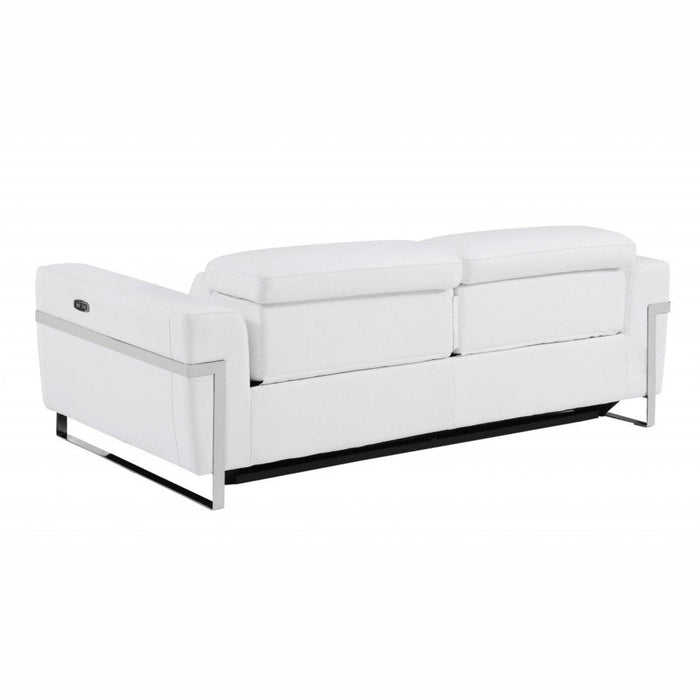 Italian Leather & Chrome Reclining Sofa - 83" Luxury Seating by Homeroots