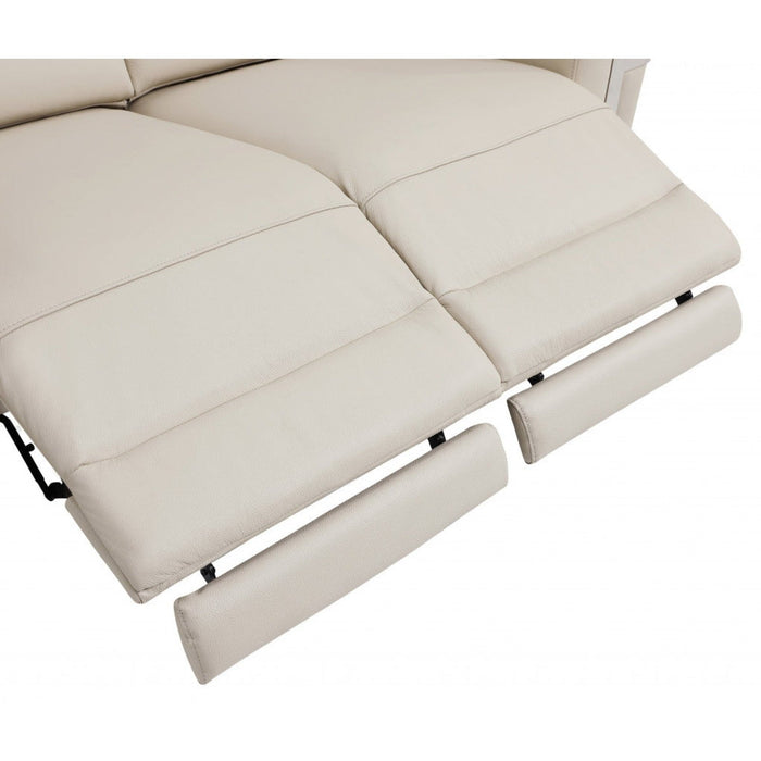 Italian Leather & Chrome Reclining Sofa - 83" Luxury Seating by Homeroots