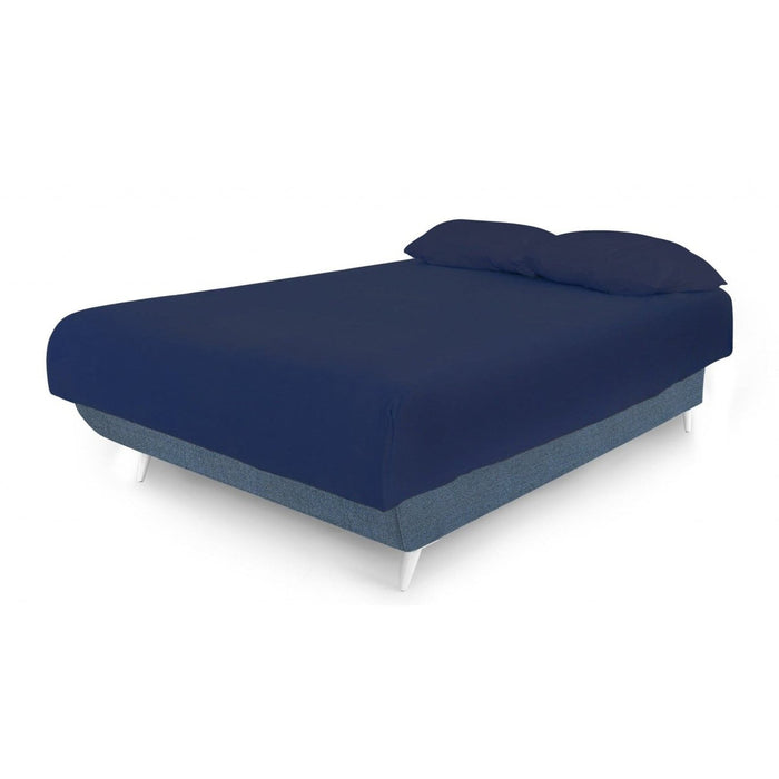 Homeroots Blue Adjustable Upholstered Bed with Mattress