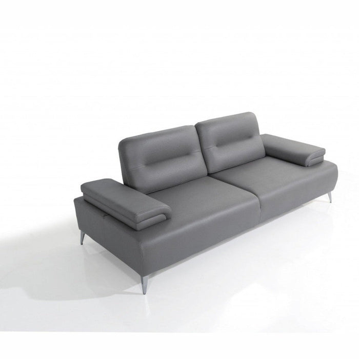 Light Gray Leather Ruslan Sofa by Homeroots - Elegant Comfort