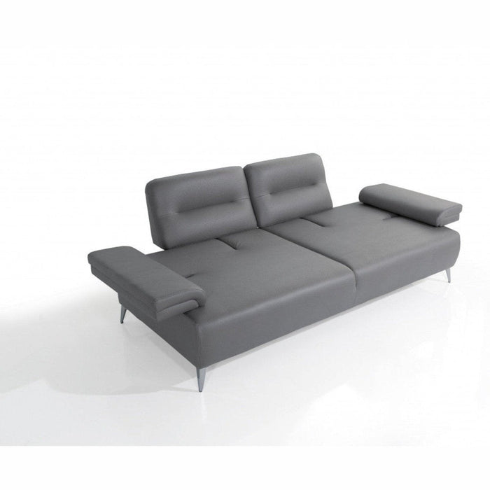 Light Gray Leather Ruslan Sofa by Homeroots - Elegant Comfort