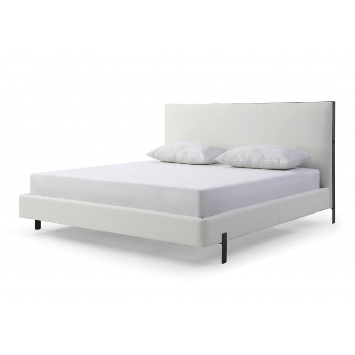 Homeroots King White Upholstered Bed with USB Charging