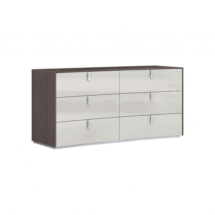 Homeroots 62" Grey Manufactured Wood Six Drawer Double Dresser